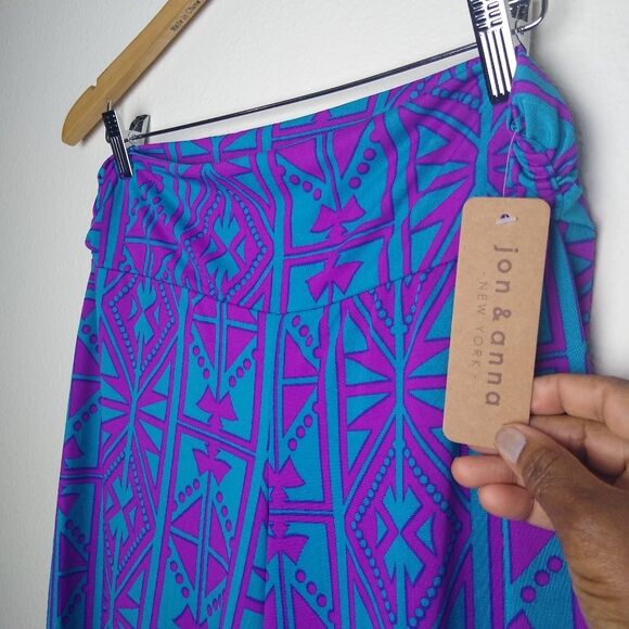 Jon & Anna Large Blueberry Palazzo Geometric Urban Cinched Ankle Pants - Picture 7 of 13